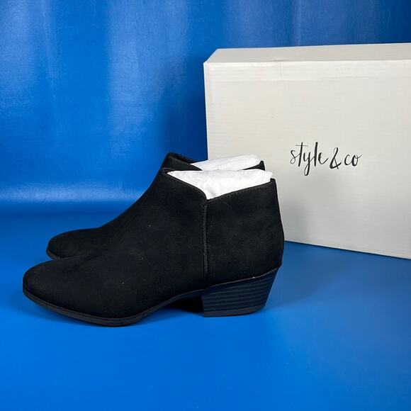 Syle & Co Wiley Faux Suede Booties - Black - 6 - New in box - Picture 1 of 8